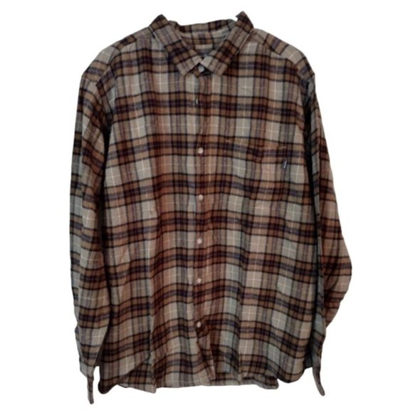 Men's XXL Tan Eddie Bauer Long Sleeve Flannel Shirt - Picture 1 of 6